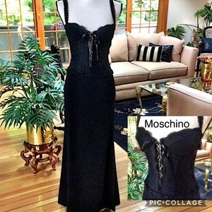 🖤 MOSCHINO 1990's Gothic Bustier Corset Dress - Vintage